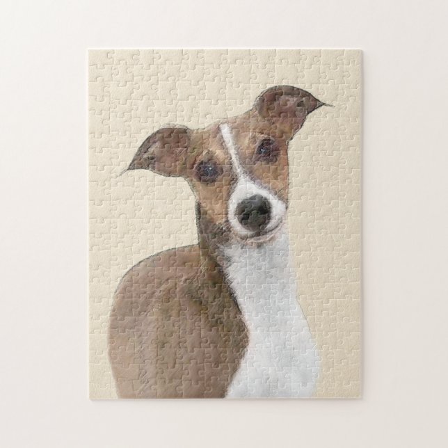 Italian Greyhound Painting - Cute Original Dog Art Jigsaw Puzzle (Vertical)