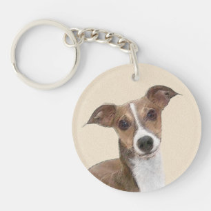 Italian Greyhound Painting - Cute Original Dog Art Key Ring