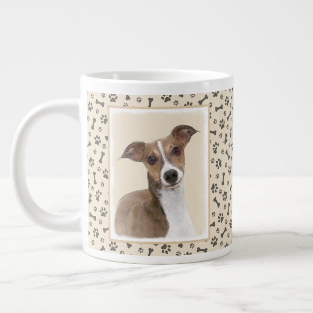 Italian Greyhound Painting - Cute Original Dog Art Large Coffee Mug (Left)