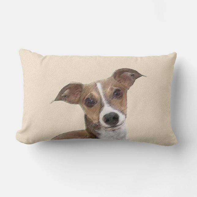 Italian Greyhound Painting - Cute Original Dog Art Lumbar Cushion (Front)