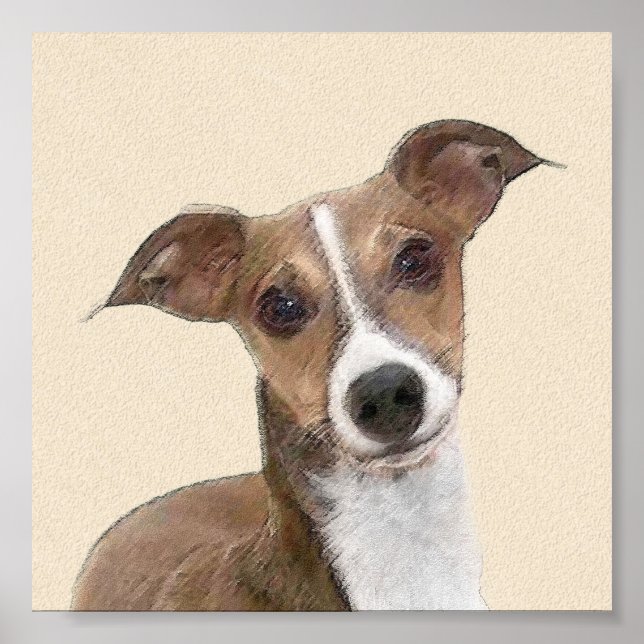 Italian Greyhound Painting - Cute Original Dog Art Poster (Front)