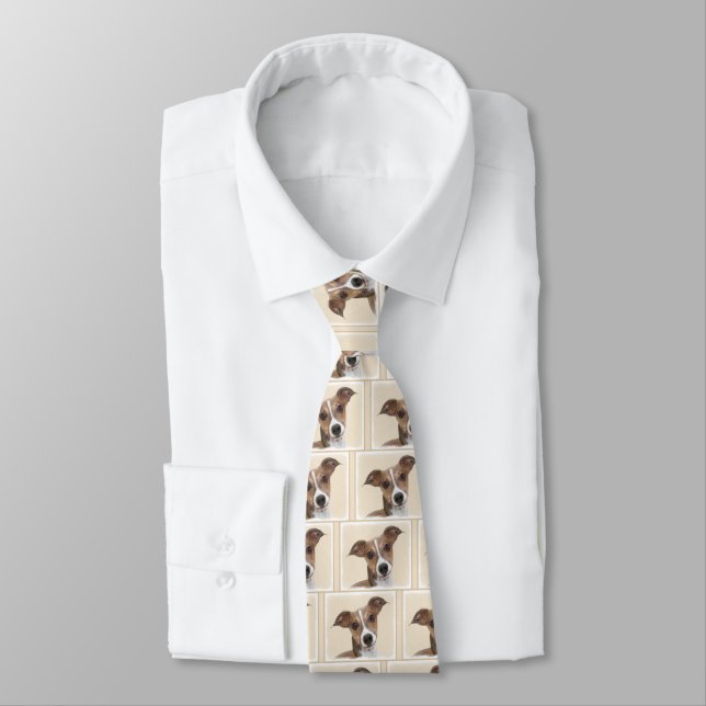 Italian Greyhound Painting - Cute Original Dog Art Tie (Tied)