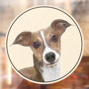 Italian Greyhound Painting - Cute Original Dog Art Window Cling