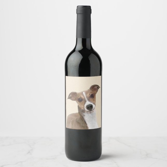 Italian Greyhound Painting - Cute Original Dog Art Wine Label (Front)