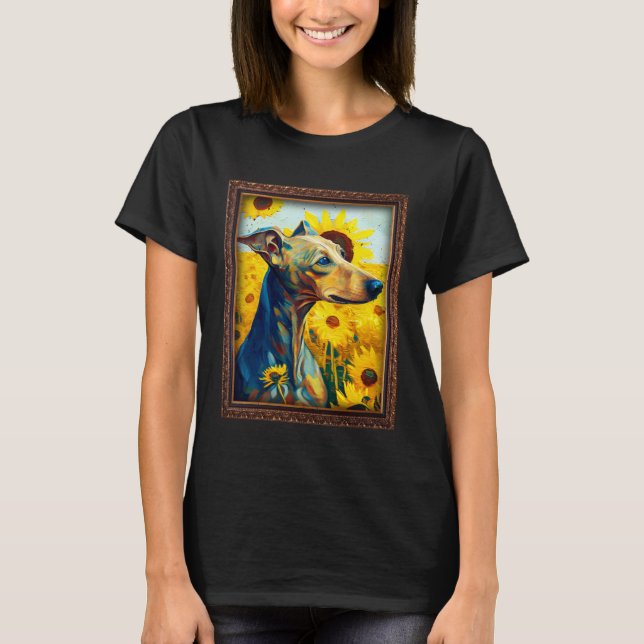 Italian Greyhound Painting Sunflower Flower Mom Wo T-Shirt (Front)