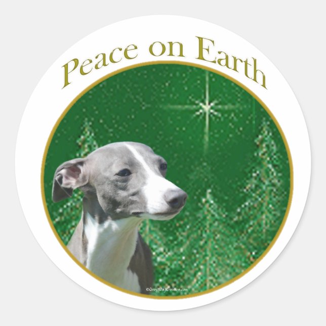 Italian Greyhound Peace Classic Round Sticker (Front)