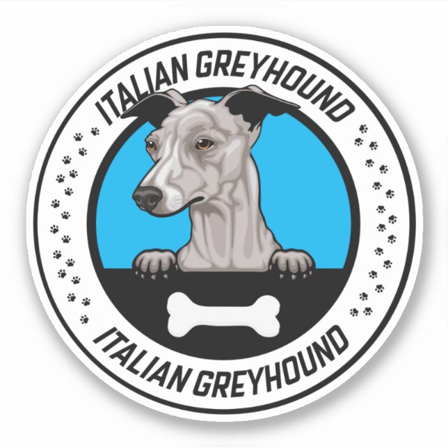 Italian Greyhound Peeking Illustration Badge (Front)