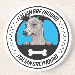 Italian Greyhound Peeking Illustration Badge Coaster