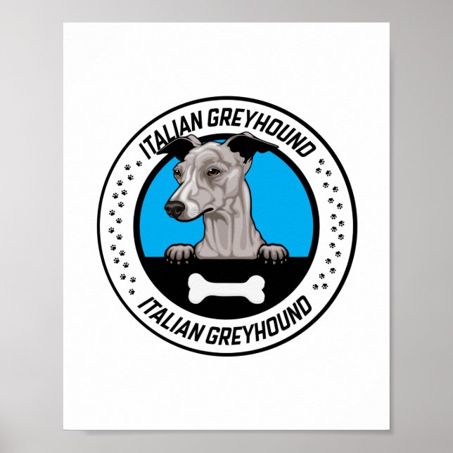 Italian Greyhound Peeking Illustration Badge Poster (Front)