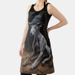 Italian Greyhound Pumpkins Halloween Scary  Apron