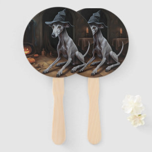 Italian Greyhound Pumpkins Halloween Scary  Hand Fan