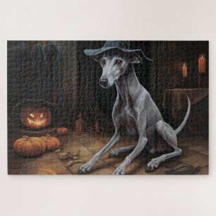 Italian Greyhound Pumpkins Halloween Scary  Jigsaw Puzzle