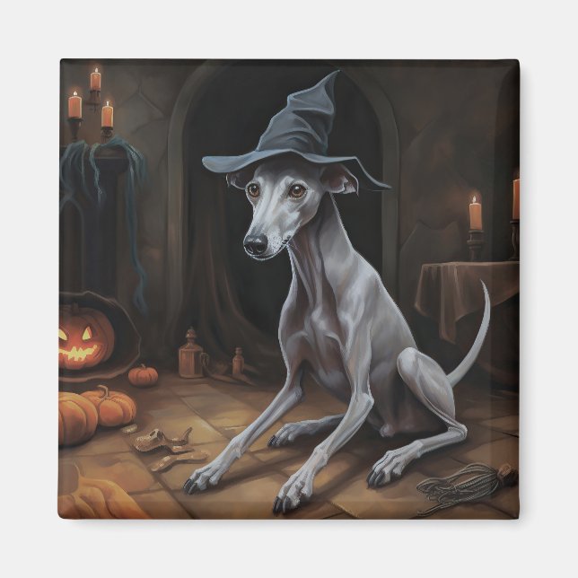 Italian Greyhound Pumpkins Halloween Scary  Magnet (Front)