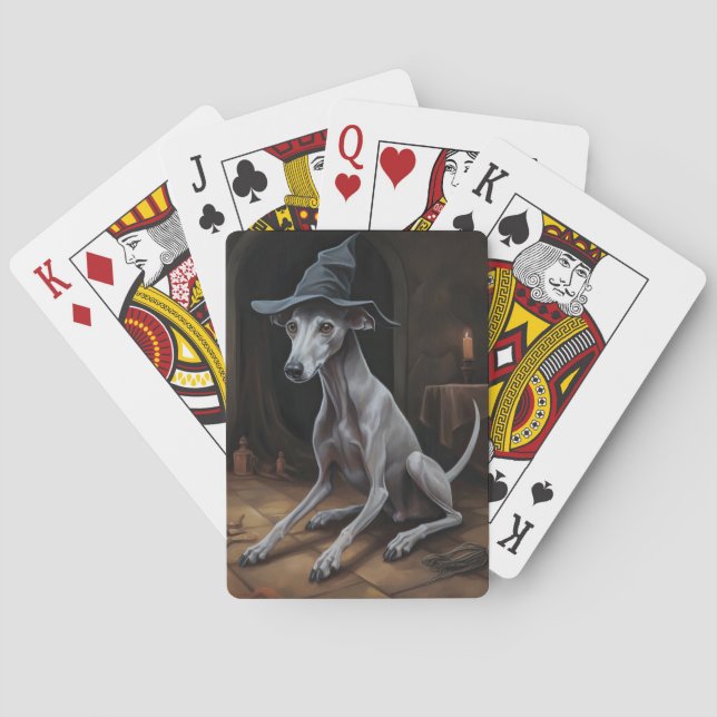Italian Greyhound Pumpkins Halloween Scary  Playing Cards (Back)