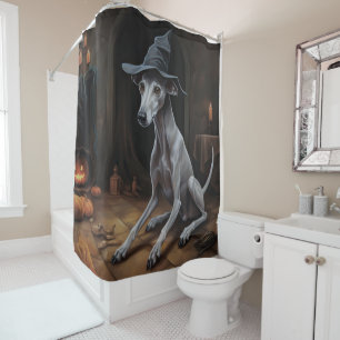 Italian Greyhound Pumpkins Halloween Scary  Shower Curtain