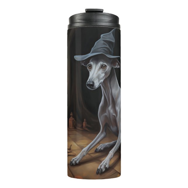 Italian Greyhound Pumpkins Halloween Scary  Thermal Tumbler (Front)