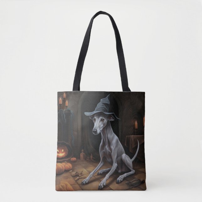 Italian Greyhound Pumpkins Halloween Scary  Tote Bag (Front)