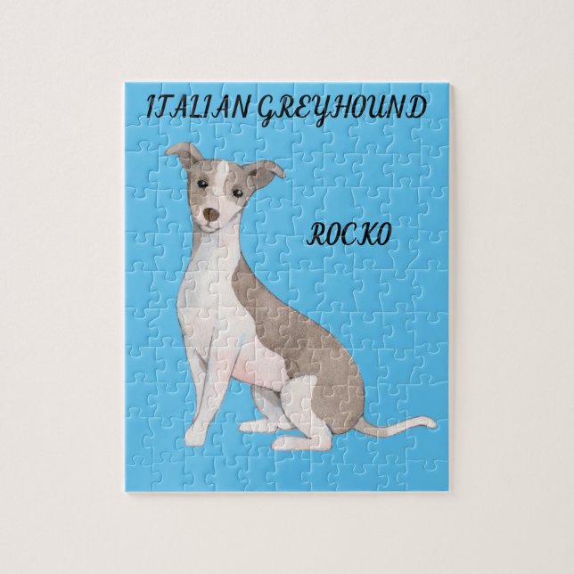 ITALIAN GREYHOUND PUZZLE & PERSONALIZED NAME. (Vertical)