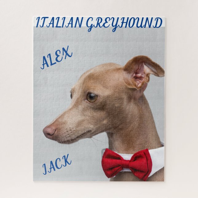 ITALIAN GREYHOUND PUZZLE & PERSONALIZED NAMES. (Vertical)