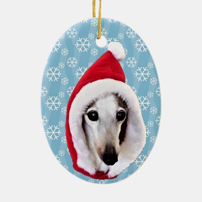 Italian Greyhound Santa Ceramic Tree Decoration (Back)