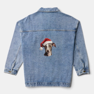 Italian Greyhound Santa Hat Christmas Sweater Pet Denim Jacket