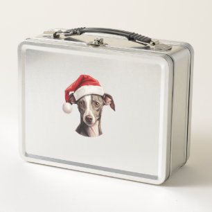 Italian Greyhound Santa Hat Christmas Sweater Pet Metal Lunch Box