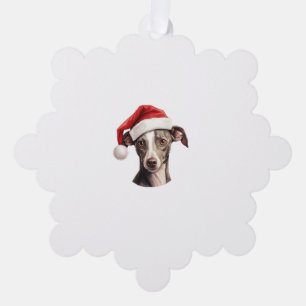 Italian Greyhound Santa Hat Christmas Sweater Pet Tree Decoration Card