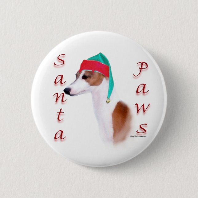 Italian Greyhound Santa Paws Button (Front)
