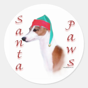Italian Greyhound Santa Paws Classic Round Sticker