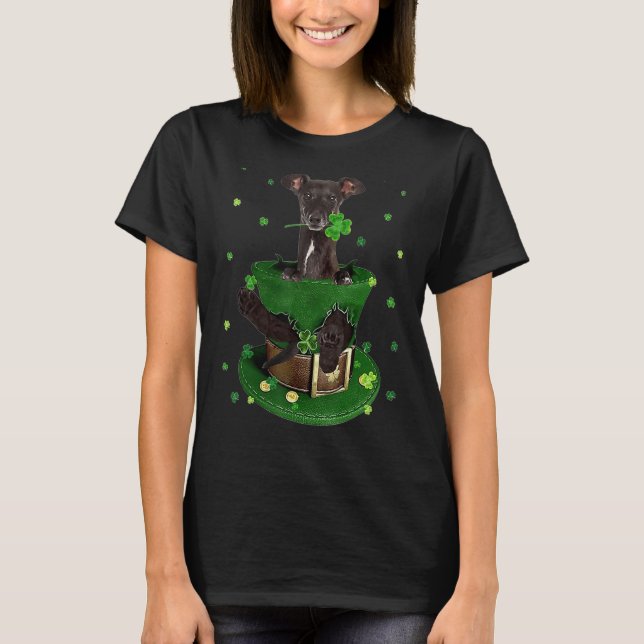 Italian Greyhound Shamrock Hat C St Patrick's Day T-Shirt (Front)