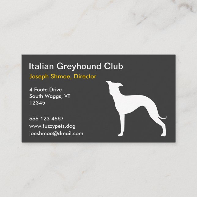 Italian Greyhound Silhouette Business Card (Front)