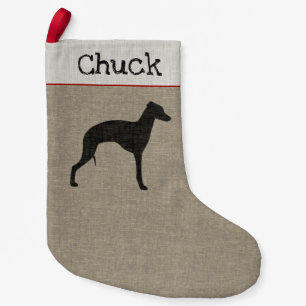 Italian Greyhound Silhouette Cute Iggy Dog Holiday Small Christmas Stocking