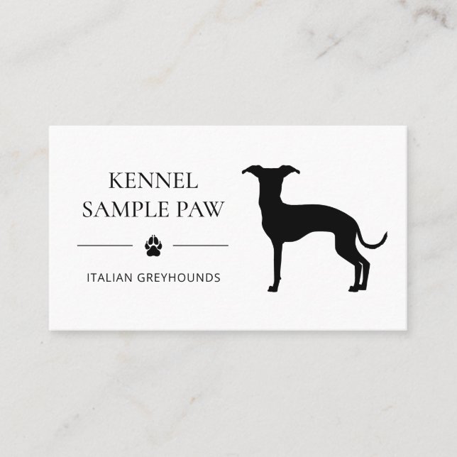 Italian Greyhound Silhouette - Dog Breeder Business Card (Front)