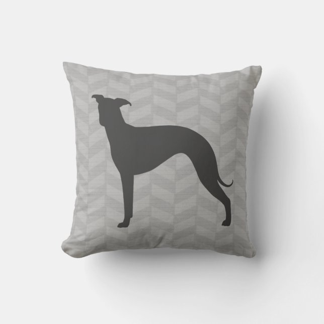 Italian Greyhound Silhouette Iggy Dog Herringbone Cushion (Front)
