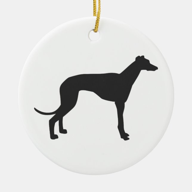 Italian Greyhound silhouette in black Ceramic Tree Decoration (Front)