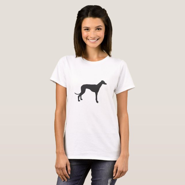 Italian Greyhound silhouette in black T-Shirt (Front Full)
