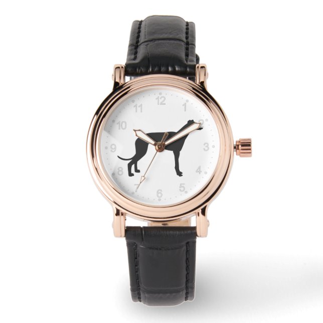 Italian Greyhound silhouette in black Watch (Front)
