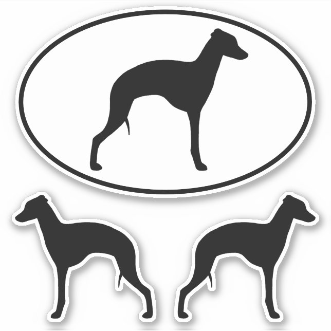 Italian Greyhound Silhouette Profile Sticker Set (Front)