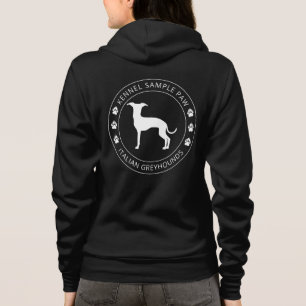 Italian Greyhound Silhouette With Paws And Text Hoodie