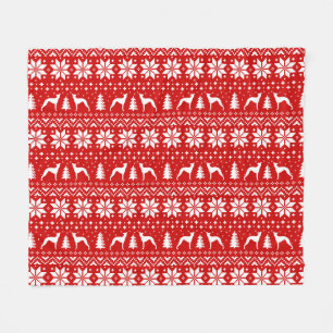 Italian Greyhound Silhouettes Christmas Pattern Fleece Blanket