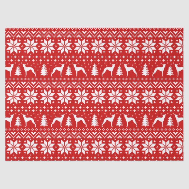 Italian Greyhound Silhouettes Christmas Pattern Tissue Paper (Front)