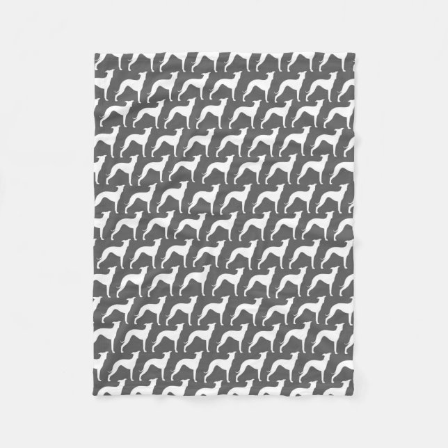 Italian Greyhound Silhouettes | Iggy Dogs Pattern Fleece Blanket (Front)