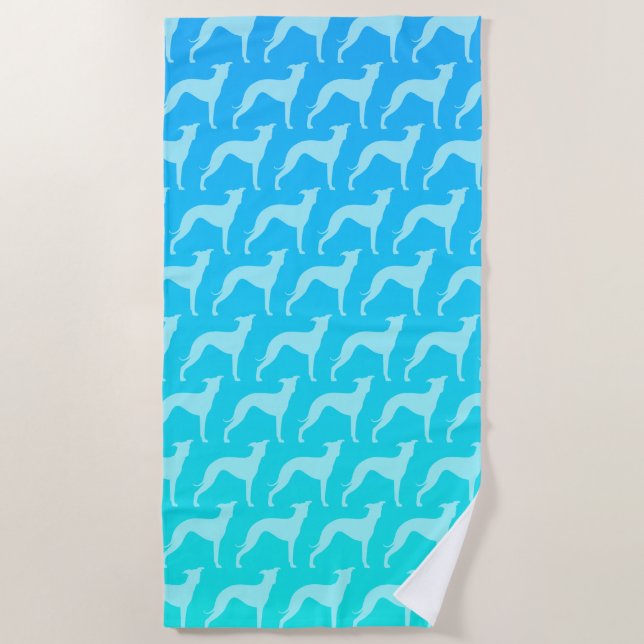 Italian Greyhound Silhouettes Pattern Beach Towel (Front)