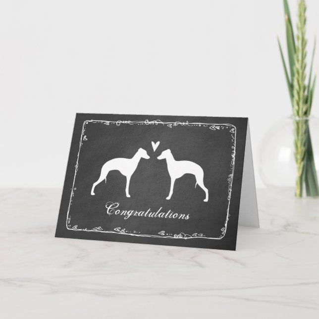 Italian Greyhound Silhouettes Wedding Congrats Card (Front)