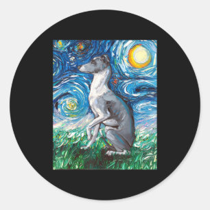 Italian Greyhound Starry Night Whippet Dog Art Classic Round Sticker