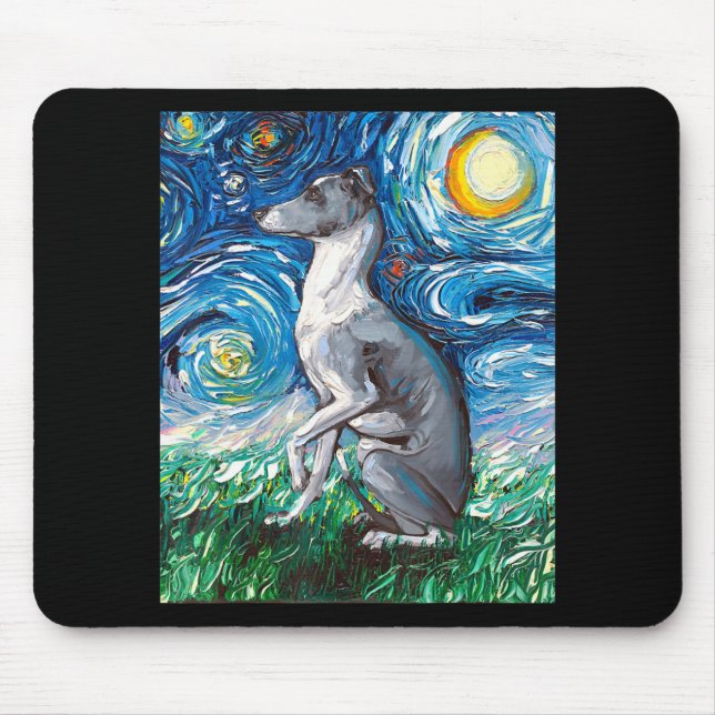 Italian Greyhound Starry Night Whippet Dog Art Mouse Mat (Front)