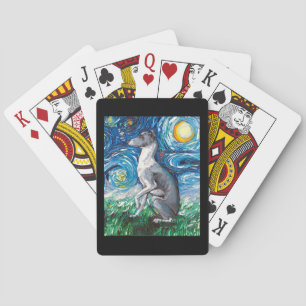 Italian Greyhound Starry Night Whippet Dog Art Playing Cards
