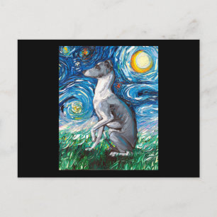 Italian Greyhound Starry Night Whippet Dog Art Postcard