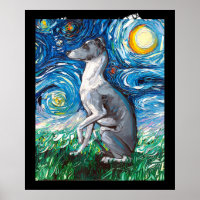 Italian Greyhound Starry Night Whippet Dog Art