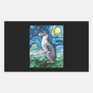 Italian Greyhound Starry Night Whippet Dog Art Rectangular Sticker